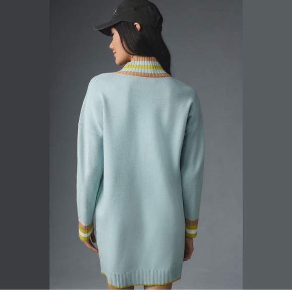 NEW Maeve Size, Women's Varsity Half-Zip Tunic Mini Sweater Dress - Blue Motif - Picture 4 of 5